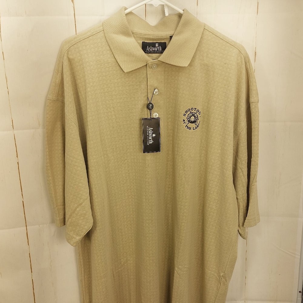 Ashworth weather systems polo short sleeve shirt size 2XL tan